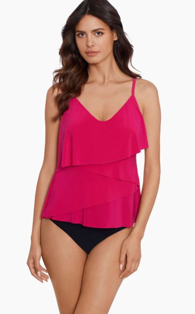 Magicsuit Chloe Tankini Top Ruby Red Size 8 Soft Cup Tummy Control Swim Top NWT